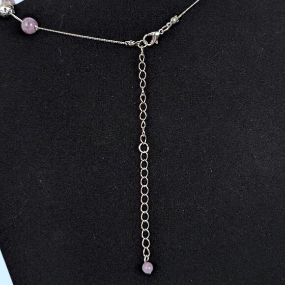 Dainty Amethyst Beaded "Faith" Necklace - Picture 3 of 6